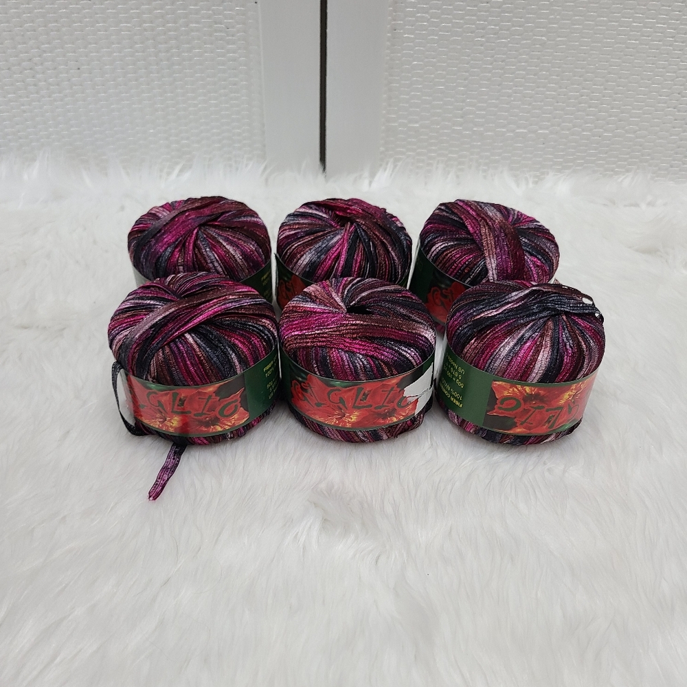 6 new Giglio ribbon Purple yarn bundle yarn lot Nylon